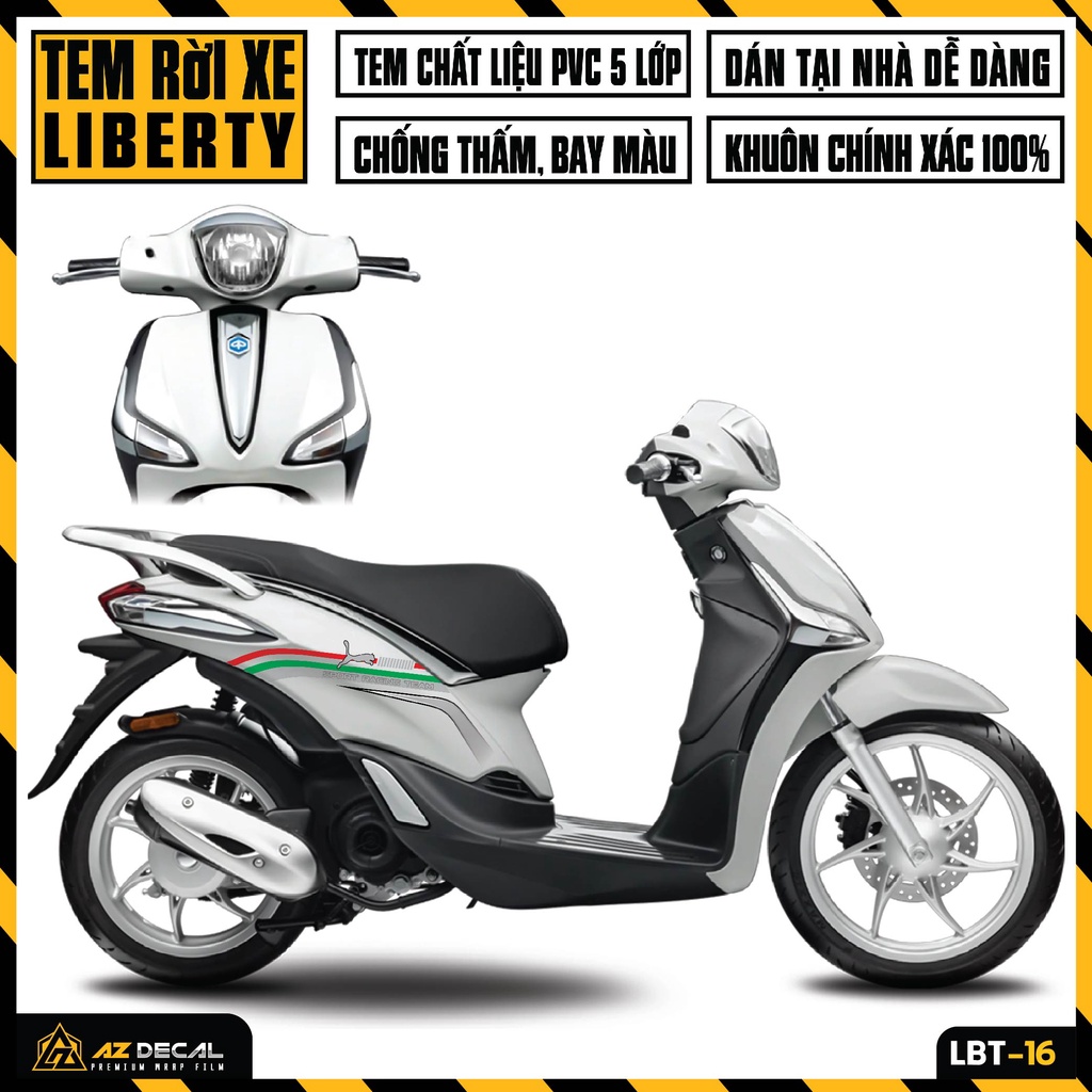 Decal Liberty Mẫu Sport Racing Team | LBT-16 | Tem Dán Xe Máy Liberty 125 Chống Nước Bền Màu Dễ Dán Tại Nhà