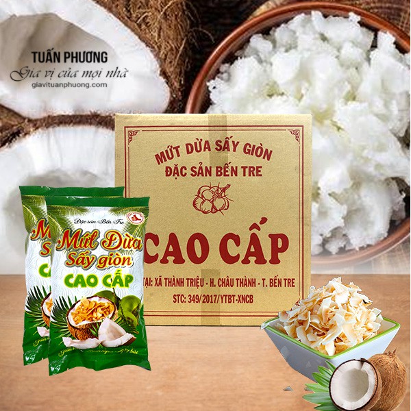 Mứt Dừa Sấy Giòn Cao Cấp 100 Gam ( Gói )