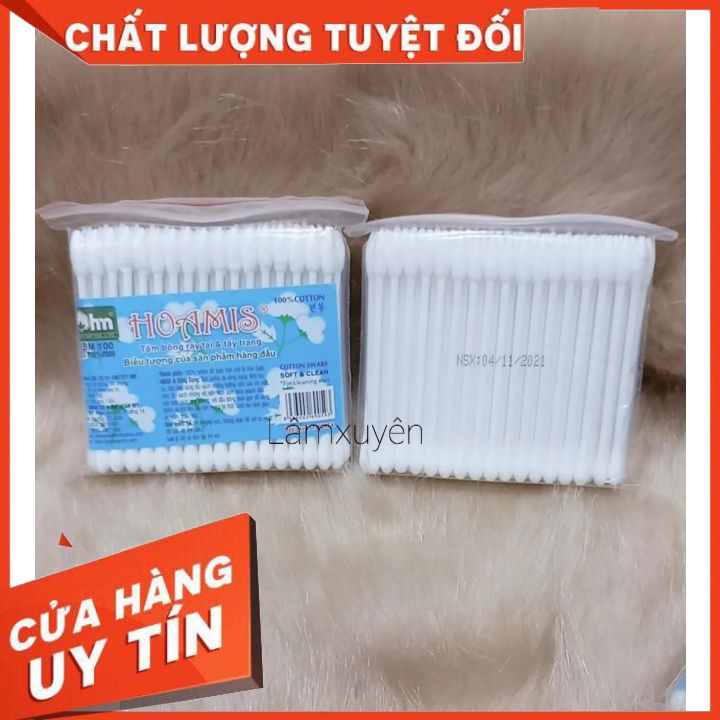 Bông tăm tiệt trùng HOAMIS  nhỏ gọn nhựa mềm trơn