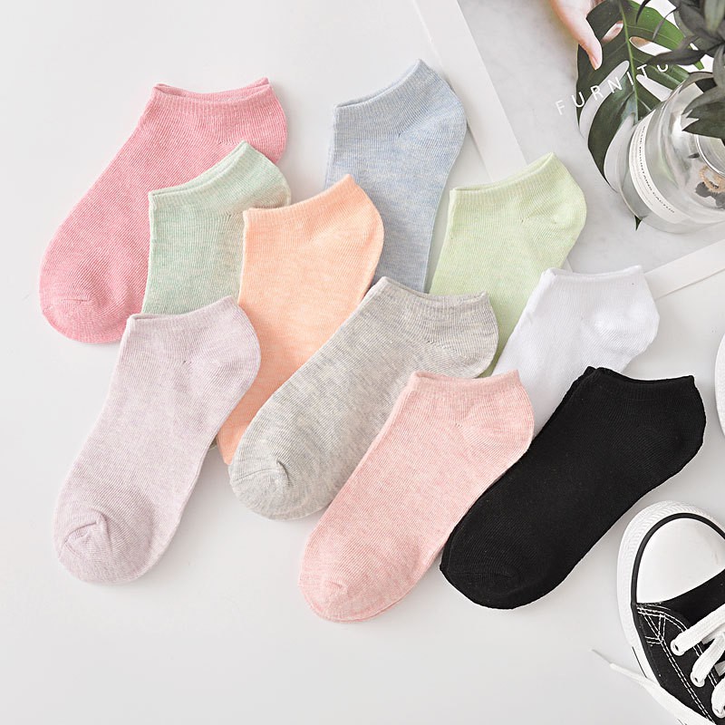 Vớ Nữ, Tất Nữ Pastel Cotton Trơn Cổ Ngắn Hàn Quốc Cực Xinh | BigBuy360 - bigbuy360.vn