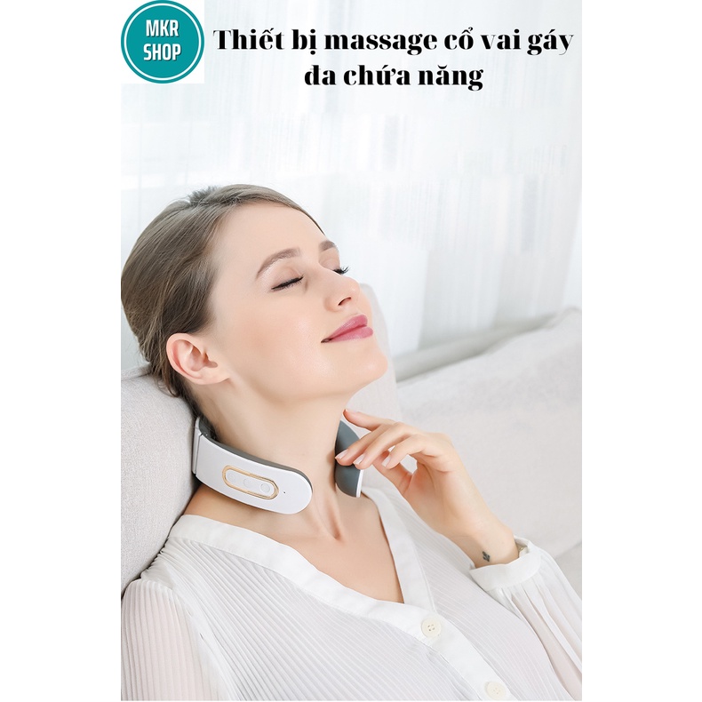 Máy massage cổ vai gáy cao cấp, 4 đầu tiếp xúc, 6 chế độ mat xa, 9 cường độ