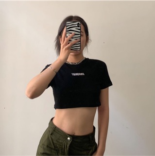 Áo ERRORIST basic croptop màu trắng/ đen/ tím