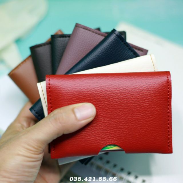 Ví da mini unisex da PU cao cấp. Đựng thẻ ngân hàng, card visit, tiền mặt,... nhỏ gọn, thời trang, nhiều ngăn. VMN-03.