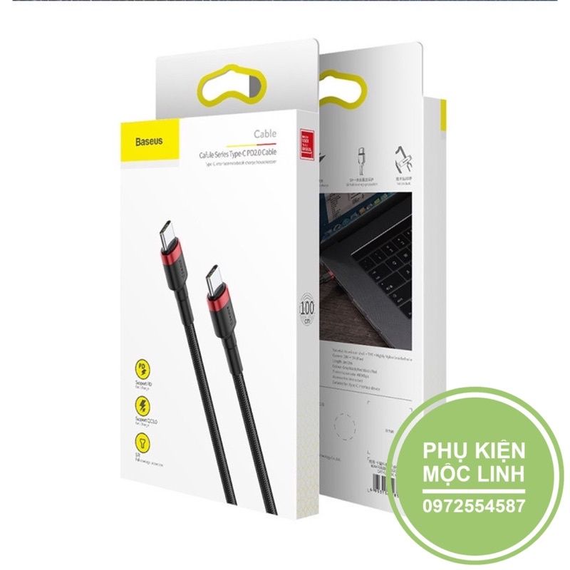 Cáp Sạc Nhanh Basues Cafule Type-C PD 2.0 60W - Dây Dù Siêu Bền - Chống Đứt - Chống Gãy Chiều Dài 1M