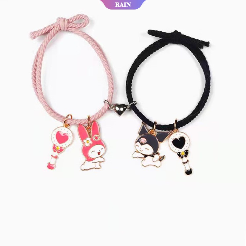 Bộ 2 Vòng Tay Dây Thun Co Giãn Mặt Hình Kuromi Hoạt Hình Dễ Thương Làm Quà Tặng Cho Nam/Nữ