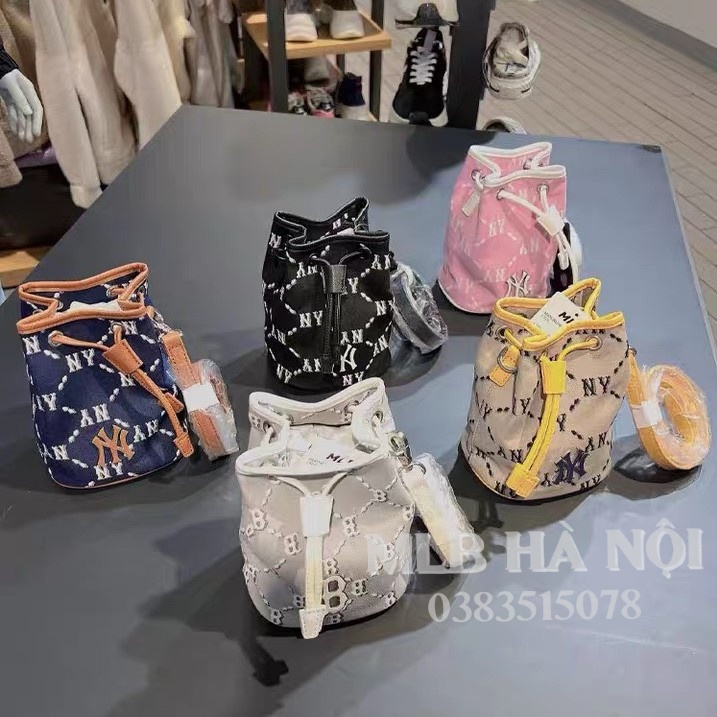 Túi Đeo Chéo Dây Rút- Cặp lồng Balo mini chính hãng MLB Monogram Jacquard Mini Bucket