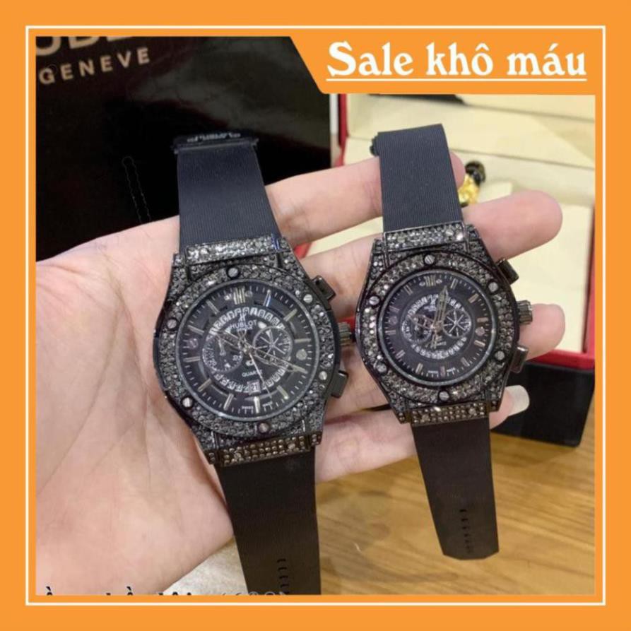 [Free Ship]  [Hublot đôi - nam nữ] Đồng hồ HBL nam nữ - đồng hồ cặp đôi hàng đẹp full diamond - bảo hành 12th