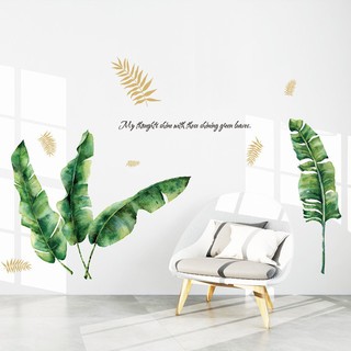 decal dán tường lá xanh