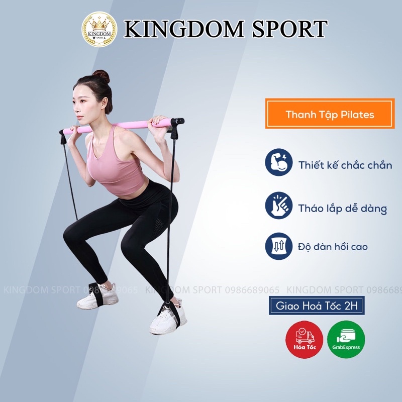 Thanh Tập Pilates Có Dây Kháng Lực Tập Tay Lưng Ngực Mông Chân Đùi Toàn Thân Đa Năng Cao Cấp KINGDOM SPORT