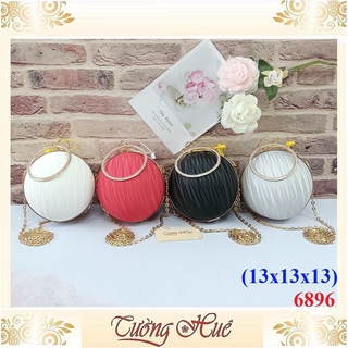 Túi clutch nữ tròn cầm tay quai đính hạt – hàng quảng châu