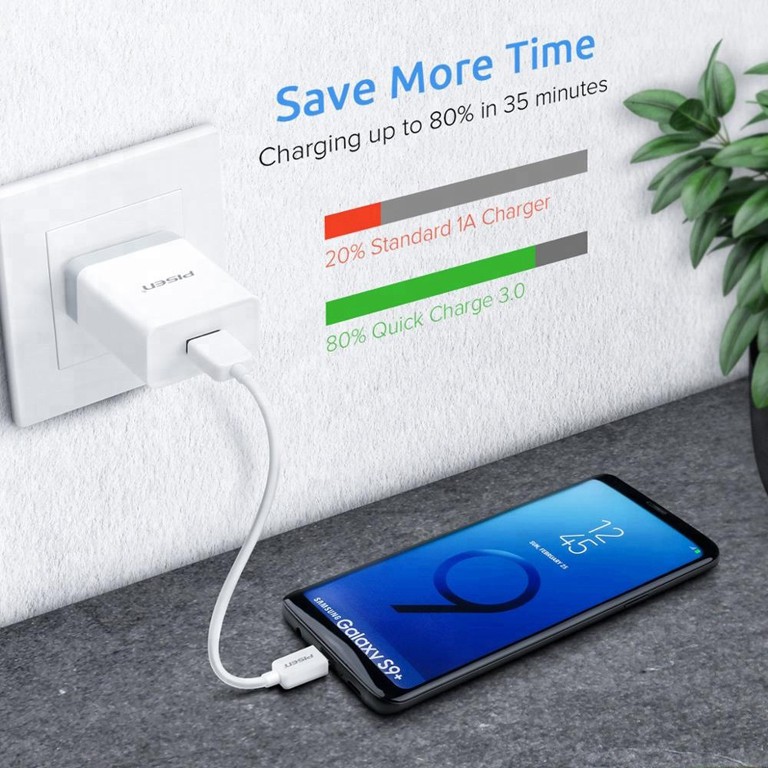 Cốc sạc nhanh Pi Sen TS-C092 hỗ trợ quick charge 3.0 18W (Trắng)