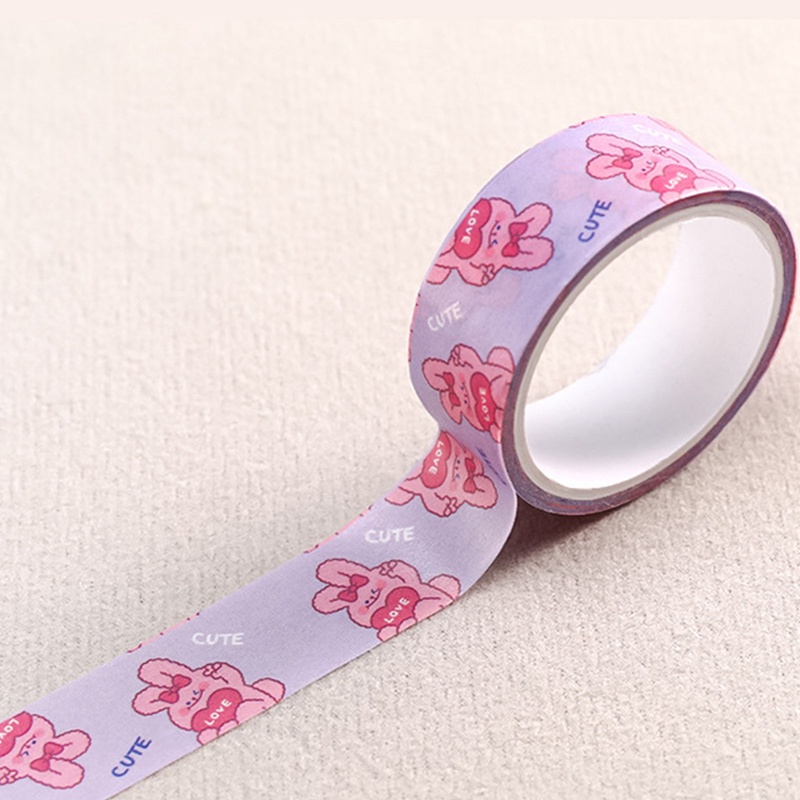 Lxsm 1 Cuộn Băng Keo Washi Hình Gấu Hoạt Hình Nhiều Màu Dễ Thương Trang Trí Sổ Tay DIY