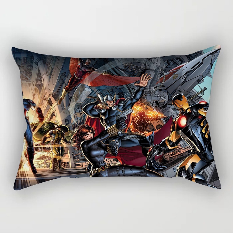 Vỏ Gối Chữ Nhật 30x50cm/50x75cm In Họa Tiết Hoạt Hình Marvel Trang Trí Nhà Cửa