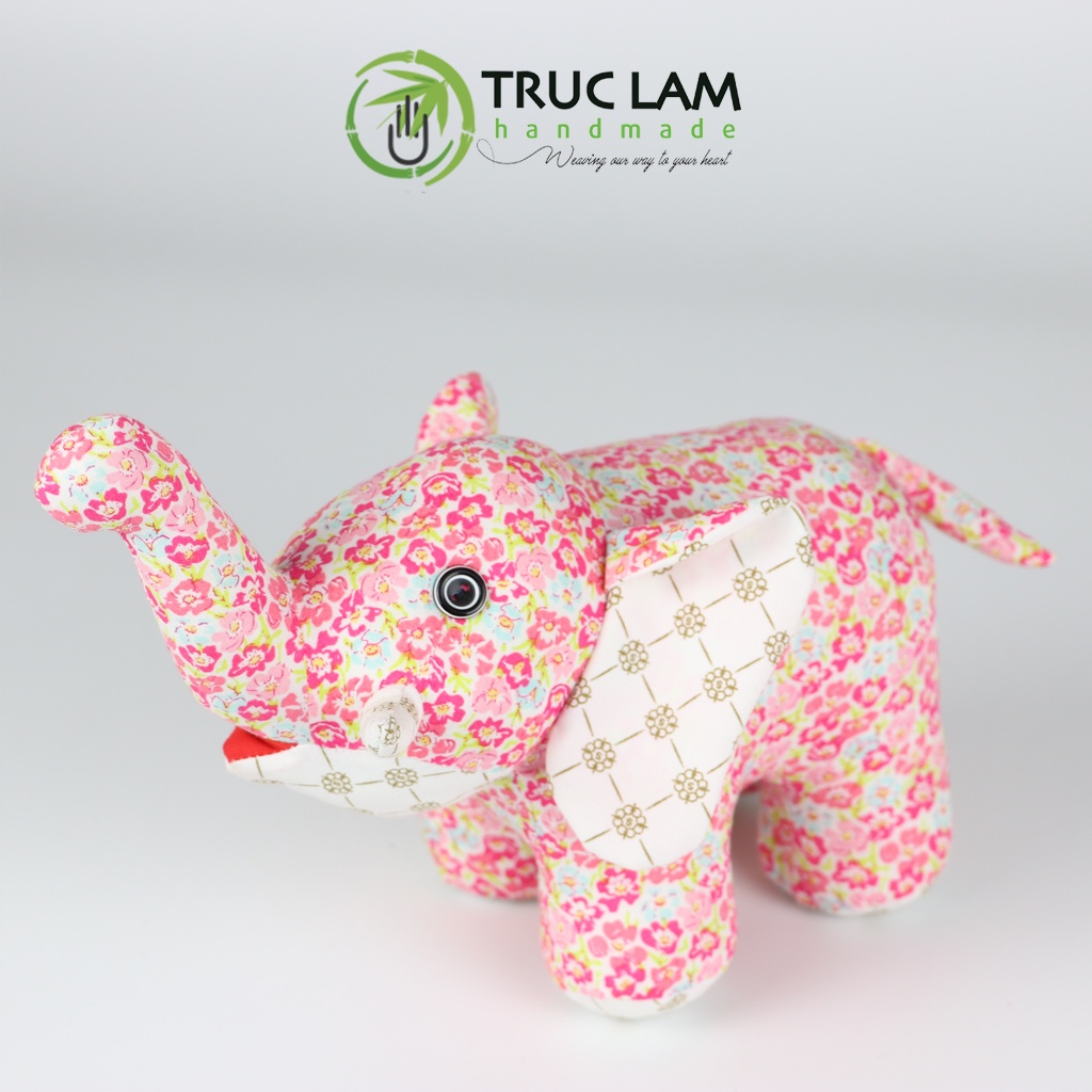 Đồ Chơi Cho Bé Thú Nhồi Bông Hình Chú Voi Có Ngà Vải Hoa Bông Gòn Cao Cấp - Trúc Lâm Handmade