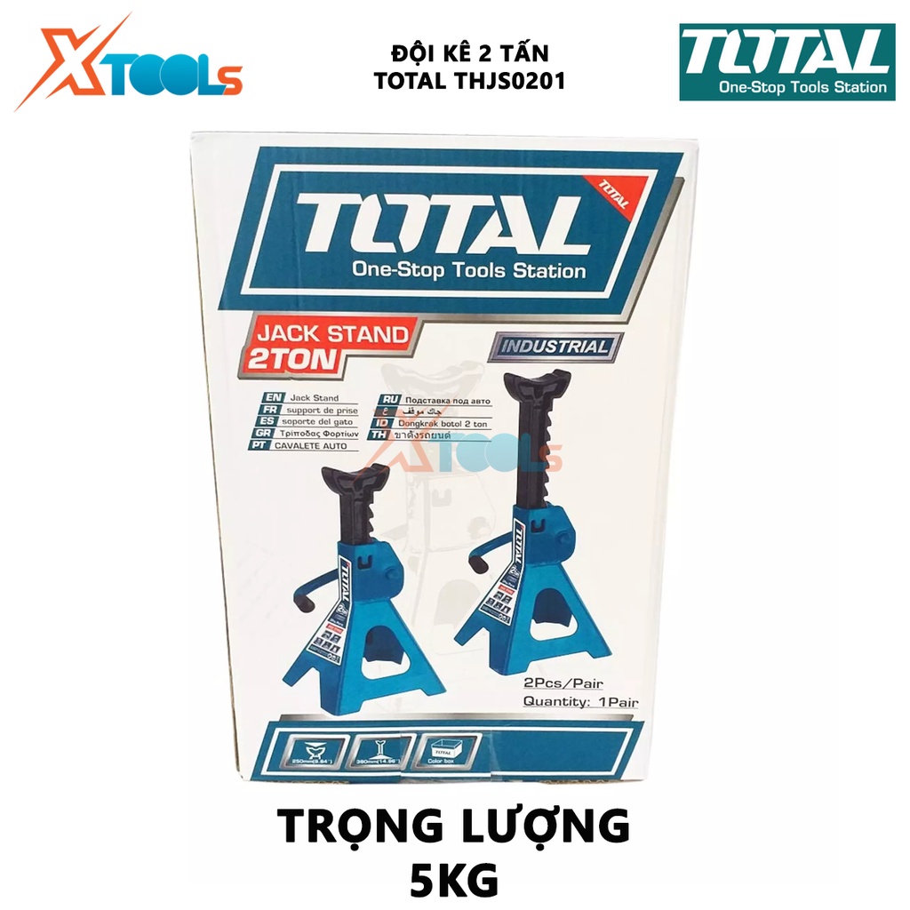 Đội kê 2 tấn TOTAL THJS0201 Đội kê ô tô Chiều cao nâng tối thiểu 250mm Chiều cao nâng tối đa 380mm nâng hàng hóa, vật kh