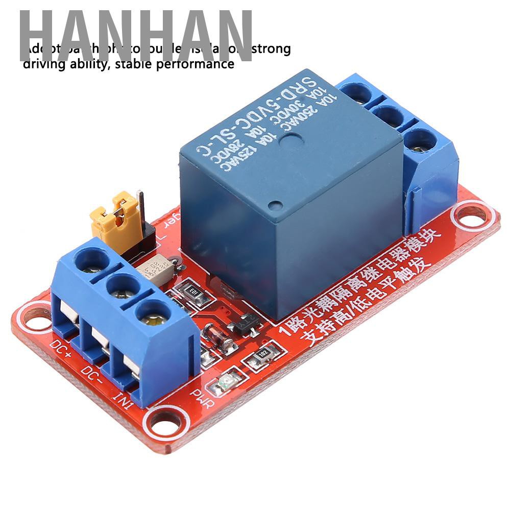 HANHAN 1 Channel Optocoupler Relay Module Board High & Low Trigger 5V/12V/24V 