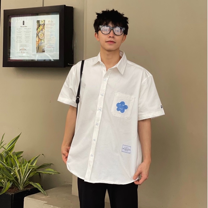 Áo Sơ Mi Local Brand Yellow Flicker - Punch Needle Ngắn Tay Unisex Nam/Nữ