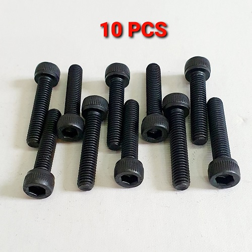 Set 10 Bu Lông Thép Lục Giác Chìm Đầu Trụ 6mm x 30mm Độ Bền 12.9 Màu Đen