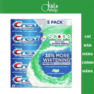 Lốc 5 kem đánh răng làm trắng Crest Complete Extra Whitening Scope Advanced Active Foam 232g