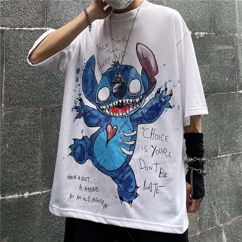 [Áo thun nam tay lỡ form rộng] Áo phông tay lỡ unisex STITCH of DISNEY, Áo phông nam form rộng đẹp màu đen chất cotton | BigBuy360 - bigbuy360.vn