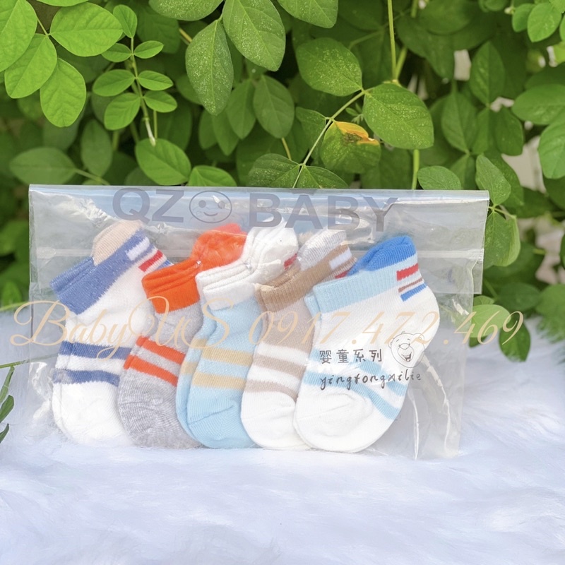 Set 5 đôi vớ họa tiết nhiều màu cho bé