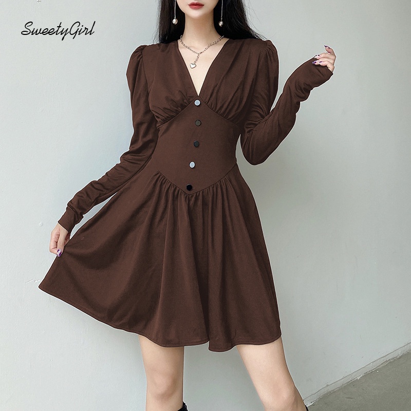 Đầm Midi Tay Dài Cổ Chữ V Dáng Ôm Thời Trang 2022 Quyến Rũ Cho Nữ