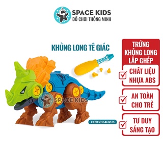 Đồ chơi trẻ em Trứng khủng long Tê giác, mô hình khủng long tự lắp ghép Space Kids cho bé