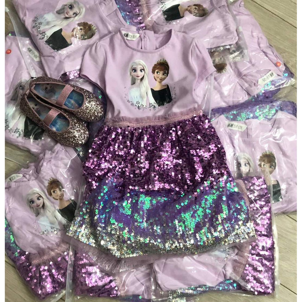 Váy công chúa Elsa xinh xắn đáng yêu ngắn tay dành cho bé gái