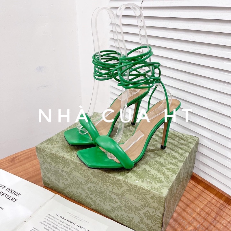 GIÀY SANDAL GÓT NHỌN 9 PHÂN DÂY QUẤN CHÂN SANG CHẢNH