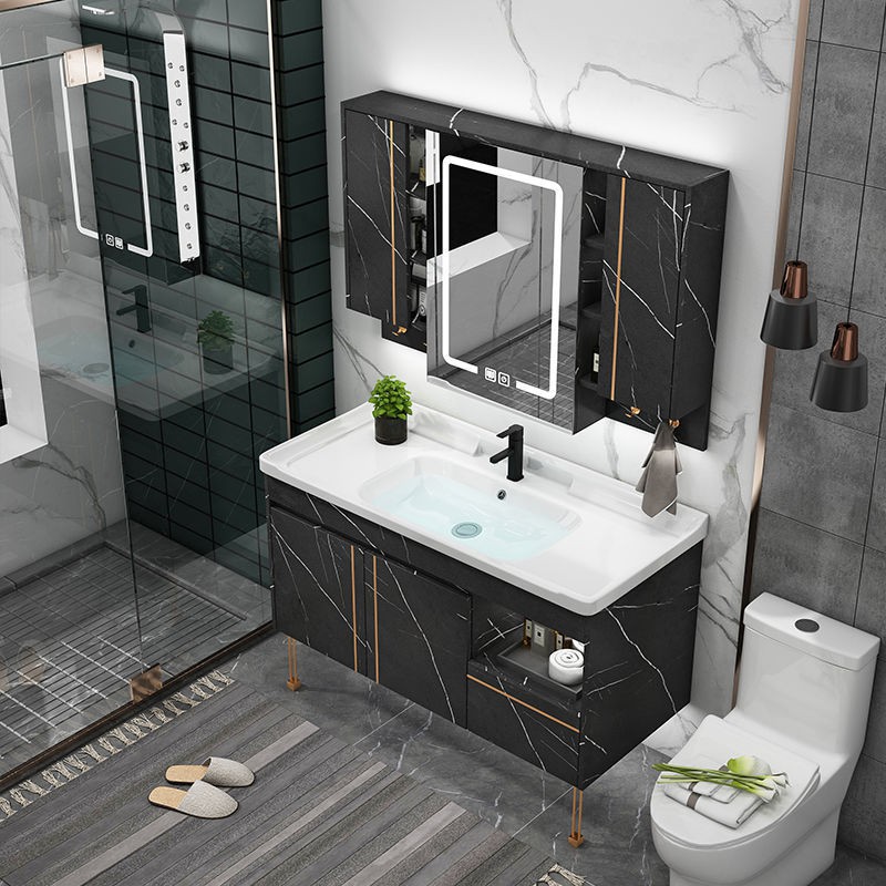 Bảng đá thông minh sang trọng nhẹ nhàng gỗ rắn phòng tắm tủ nhà vệ sinh bồn rửa mặt kết hợp | BigBuy360 - bigbuy360.vn