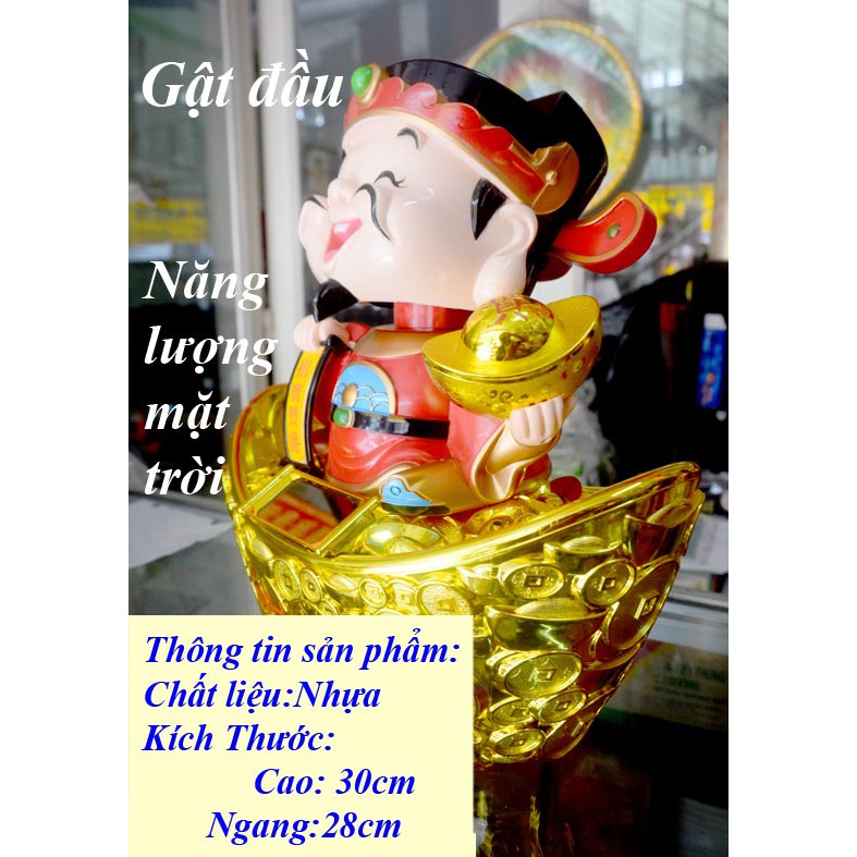 Thần Tài ngồi thỏi vàng gật đầu gọi khách năng lượng mặt trời -Có link youtube