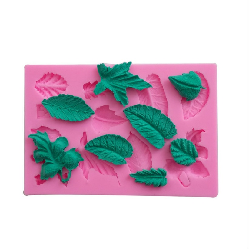 Khuôn Silicone Làm Bánh/Xà Phòng/Kẹo Đường Hình Lá Cây 3D DIY