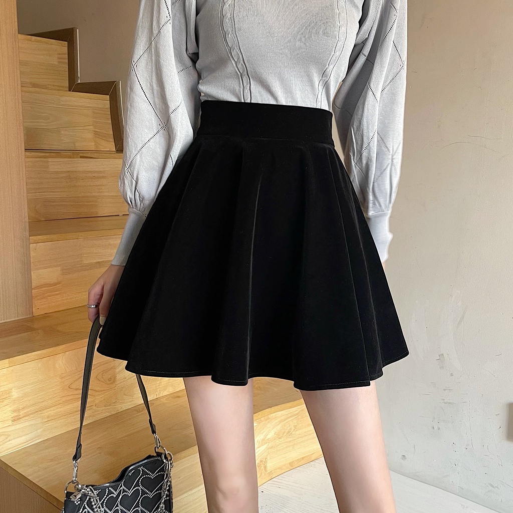 CHÂN VÁY NHUNG NGẮN DÁNG XÒE BIGSIZE