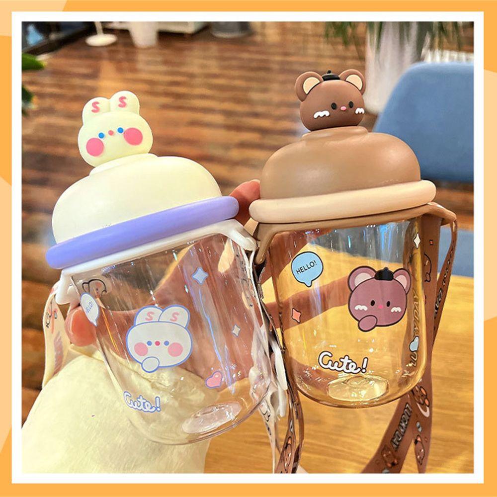PISTA Plastic Cup Child/Student Sports Portable 436ml Cartoon Doll Leakproof Water Cup