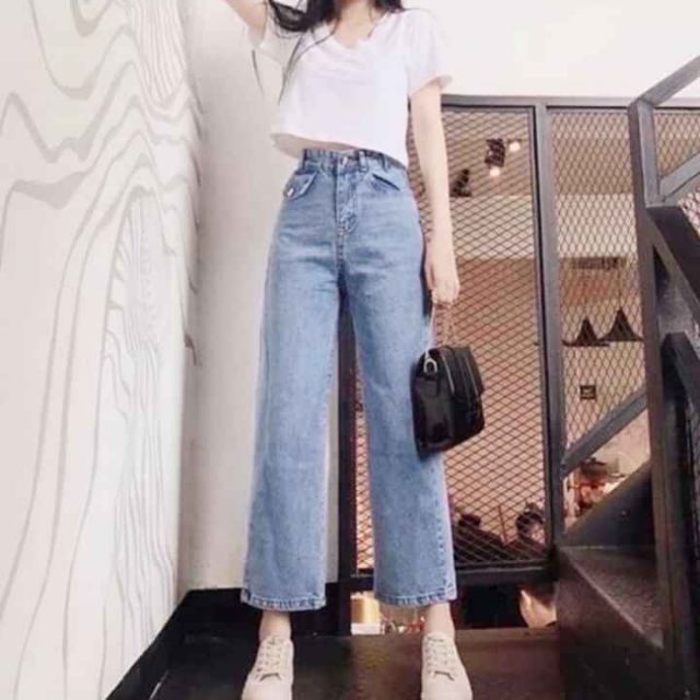 [Giá siêu rẻ] Quần jeans ống rộng, túi nắp mã 434, có kèm ảnh thật