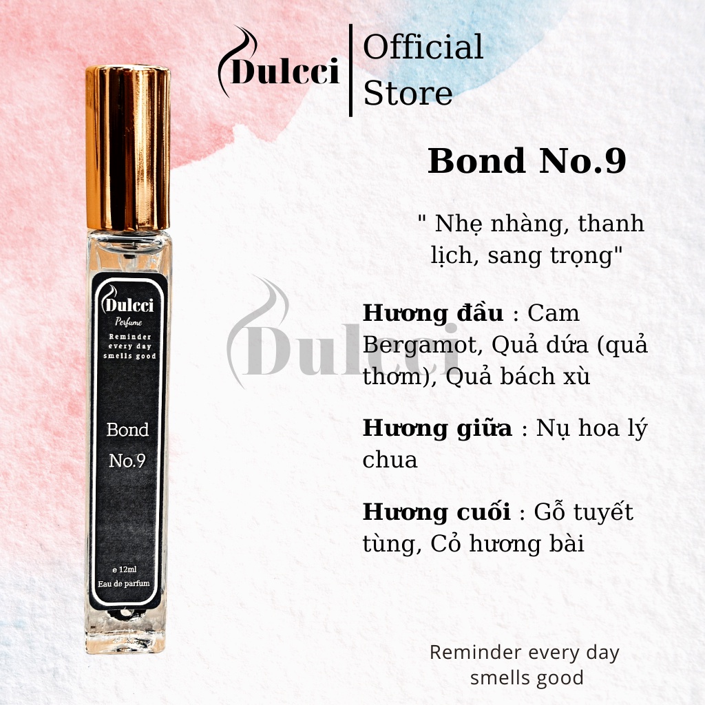{ MUA 1 TẶNG 1 } Nước hoa Dulcci Bond No9 12ml - Chính hãng, giá rẻ, lưu hương lâu - Nam tính, nhẹ nhàng, thanh lịch