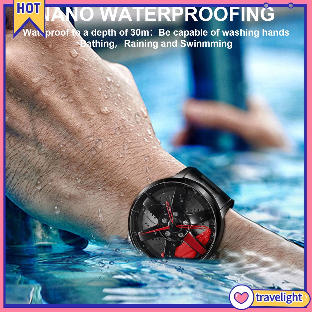 (Travelight) Đồng hồ quartz đeo tay không thấm nước hình trục bánh xe