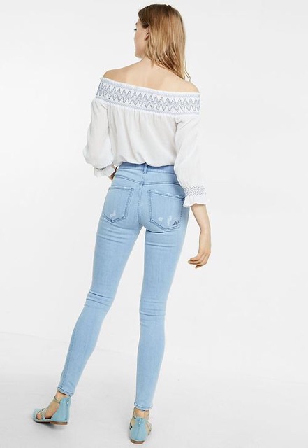 Quần jeans rách gối Exp xuất xịn