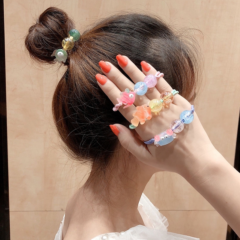Dây buộc tóc cao su trang trí hình chú cá vàng nhỏ kiểu Hàn Quốc đáng yêu