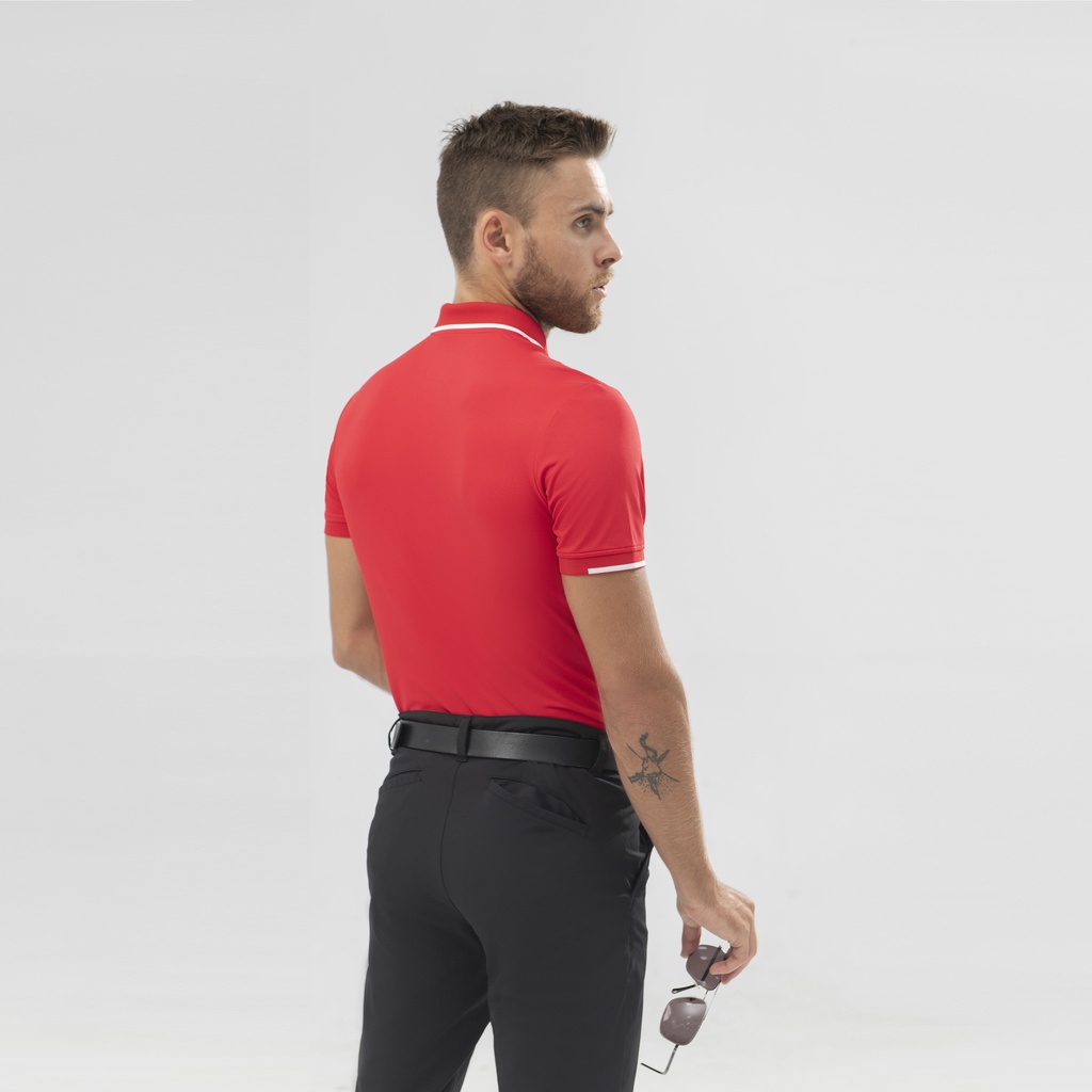 Áo Polo Nam Ngắn Tay Cổ Bo Dệt Phối Kẻ, Chất Liệu Thoáng Khí, Nhanh Khô, Không Bai Xù, Co Giãn Tốt AM SPORT1 PLM222