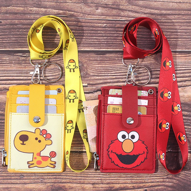 Bao đựng thẻ xe buýt hình Doraemon/ Kaws đáng yêu có dây đeo