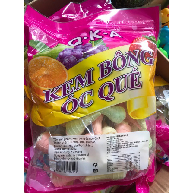 Bánh: Kem Bông Ốc Quế QKA gói 208g