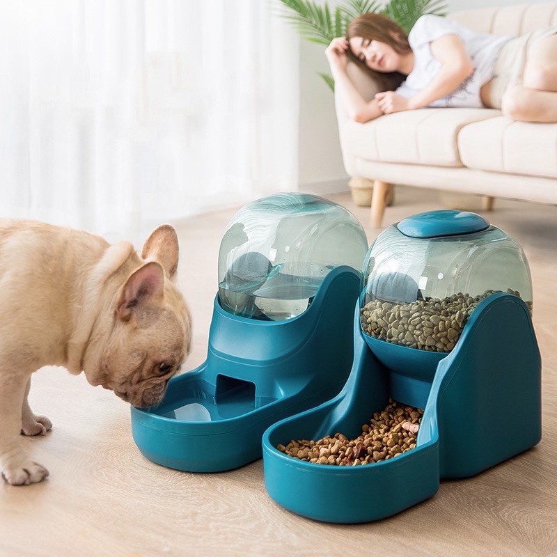  Bát đựng thức ăn, nước uống tự động cho chó mèo - Khay đựng thức ăn, nước tự động