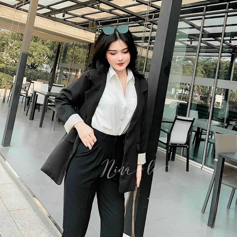 Áo khoác vest 2 lớp lật tay pha màu / Áo khoác blazer lật tay cài khuy | BigBuy360 - bigbuy360.vn