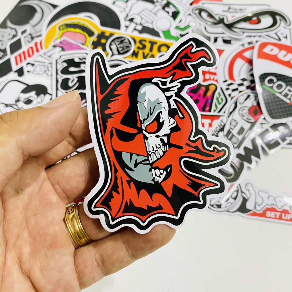 SET 40 TEM STICKER XE MÁY CAO CẤP LOGO  NHẬT BẢN CHẤT LIỆU PVC KHÔNG THẤM NƯỚC DÁN XE MÁY, MŨ BH, LAPTOP..