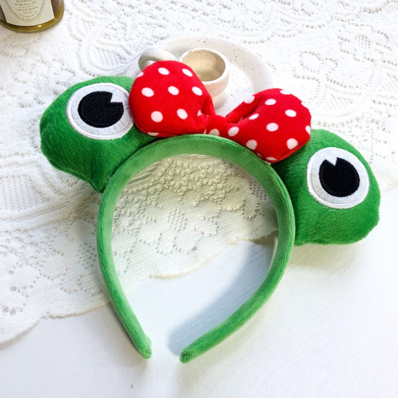 Flgo Băng Đô Rửa Mặt Bằng Vải Lông Nhung Họa Tiết Ếch Hoạt Hình Đáng Yêu Dành Cho Tiệc Tù