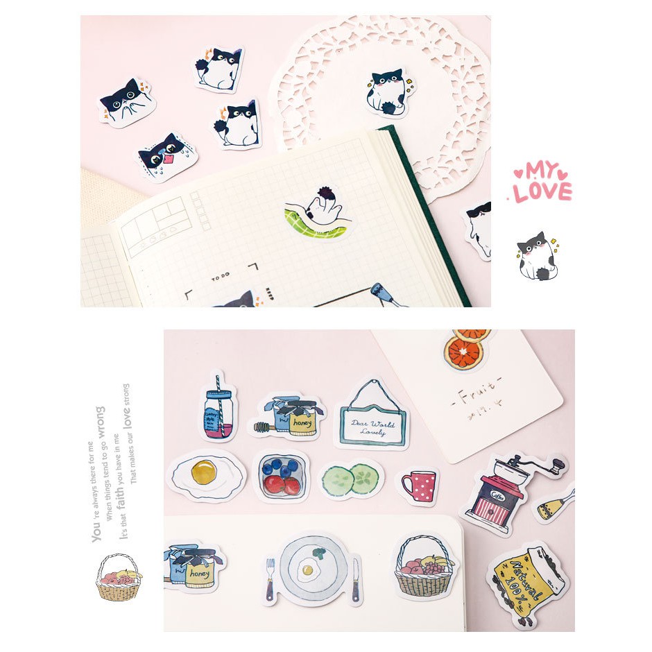 Hộp 40 sticker trang trí planner scrapbook SH4003