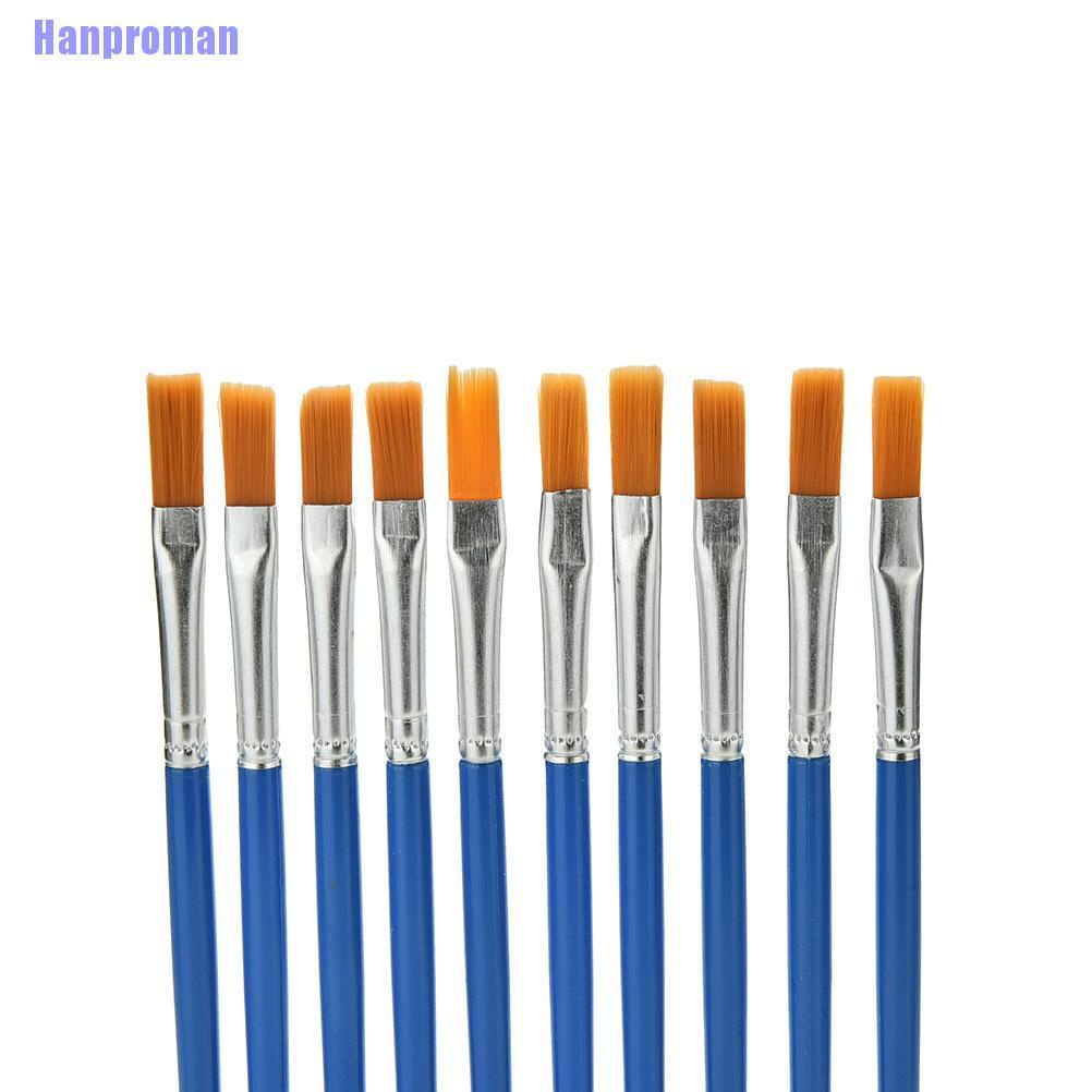 Hm> 10 Pcs/Set Paint Brush Set New Nylon Blue Brush Kid Watercolor Drawing Painting