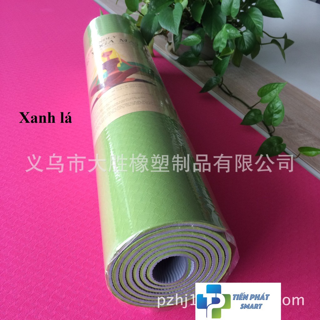 Thảm Yoga tặng kèm túi lưới TPE 2 lớp 6mm