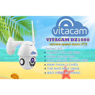 Camera ngoài trời vitacam dz1080 xoay 350 độ, đàm thoại 2 chiều, chống lóa,chống nước chuẩn ip 68